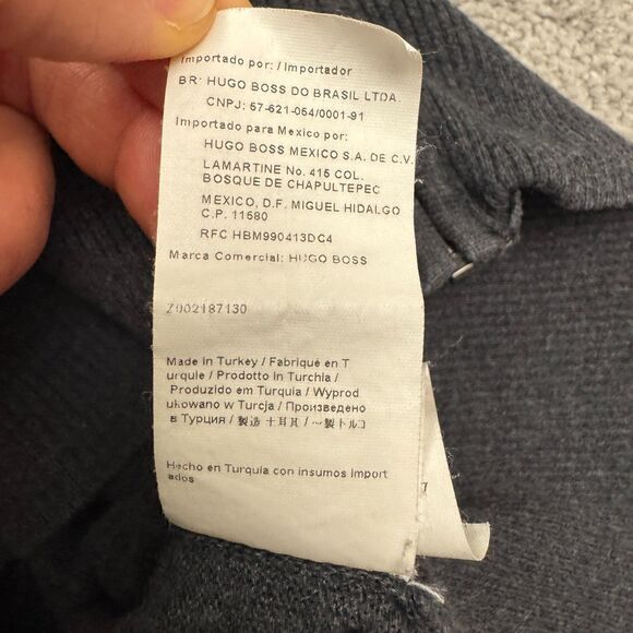 Boss Hugo Boss Full Zip Cardigan Sweater Mens Small Charcoal Gray Mock Cotton - Picture 10 of 15